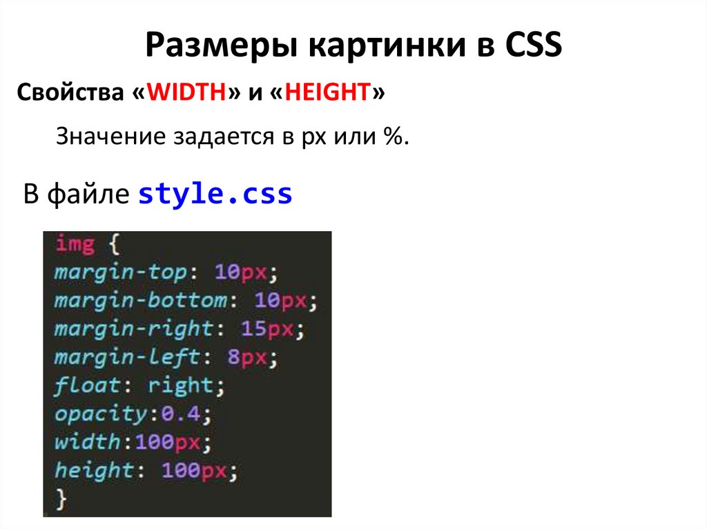 Размер картинки в css