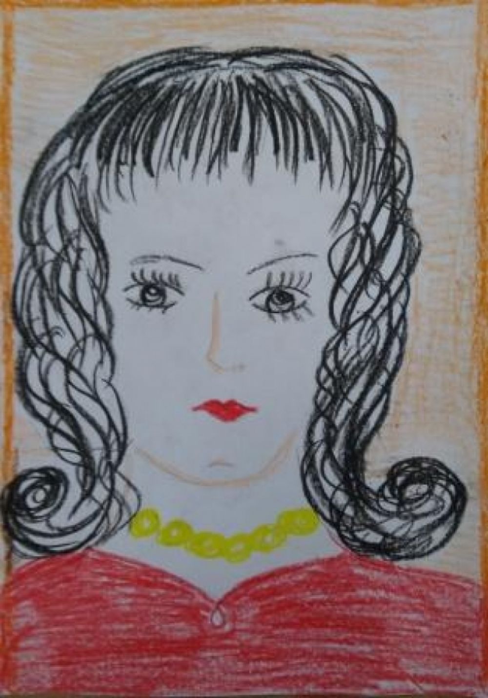 Портрет мамы детский рисунок карандашом
