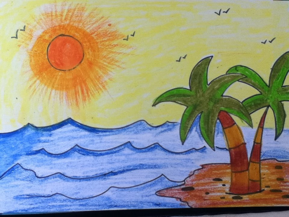 Рисунок красота моря окружающий мир 2 класс. Летние рисунки. Рисунок на летнюю тему. Рисунок на тему лето. Пейзажи для детей легкие.