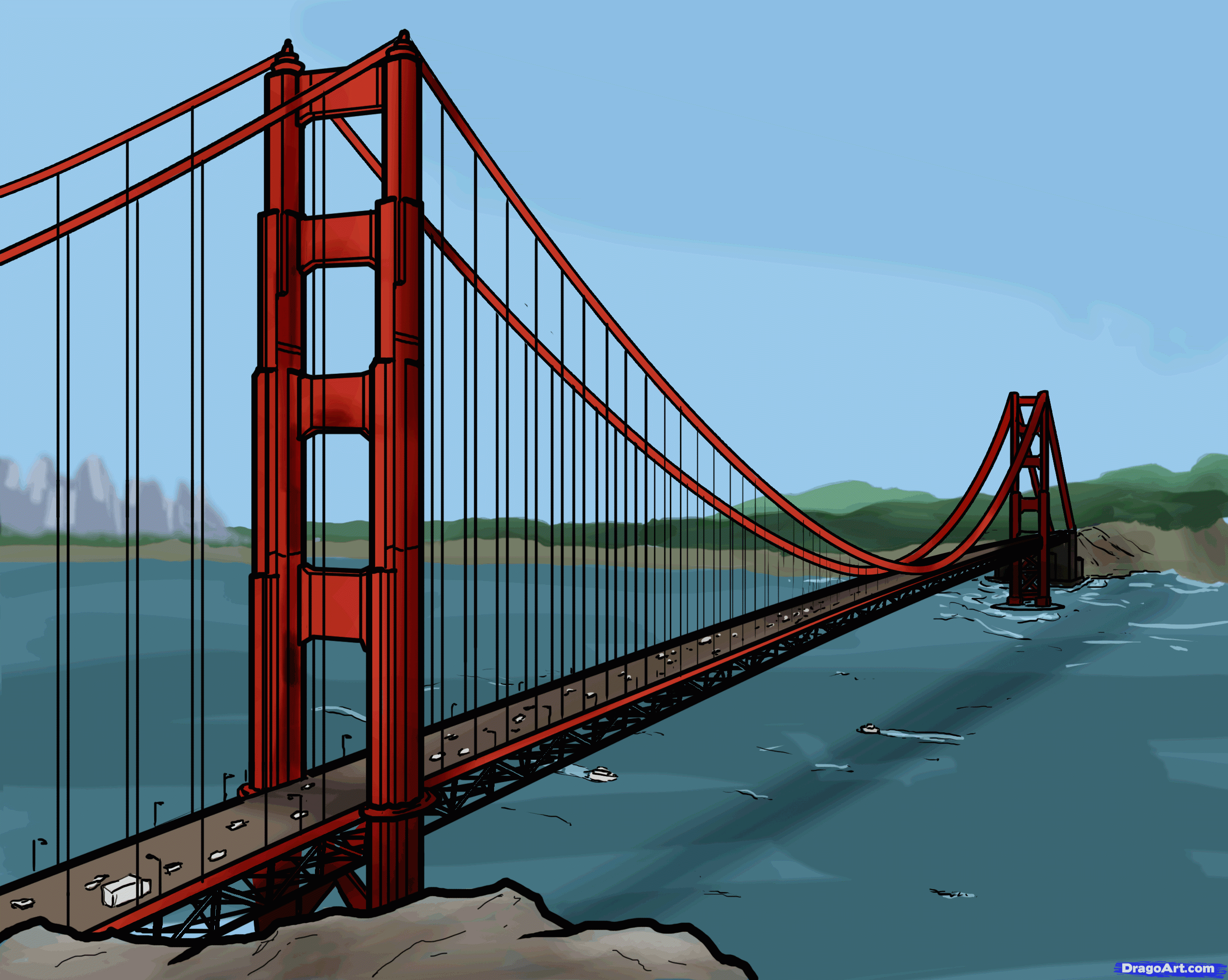 Мост Golden Gate в Сан-Франциско для срисовки