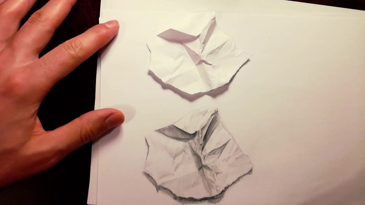 Что можно нарисовать бумажное. Рисование скомканной бумагой. Смятая бумага карандашом. Скомканная бумага карандашом. Рисование скомканного листа бумаги.