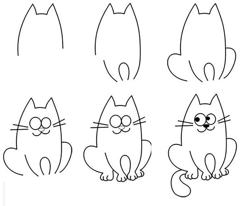 Как нарисовать кошку для детей 8 лет