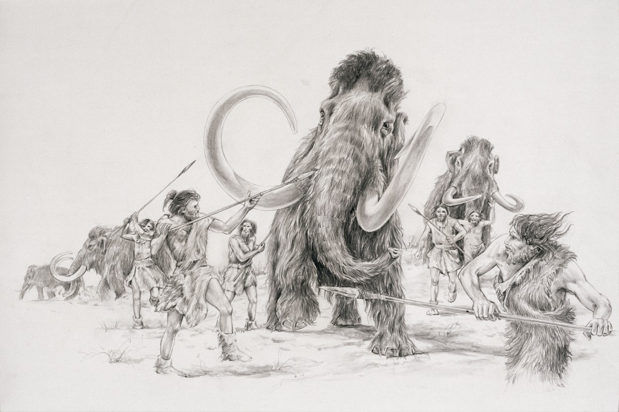 Первобытный человек отражал в рисунках важнейшие события. Неандерталец охота на мамонта. Охота неандертальцев на Мамонтов. Охота древних людей. Первобытный охотник.