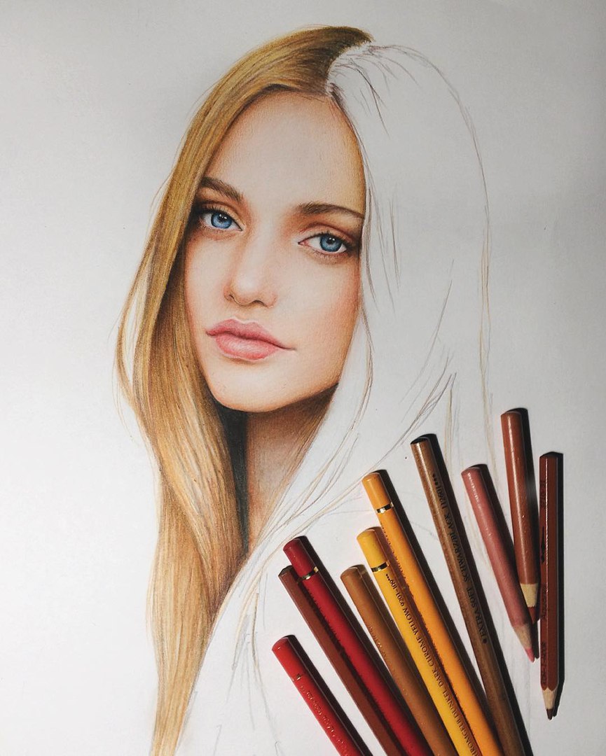Как рисовать портреты карандашами цветными