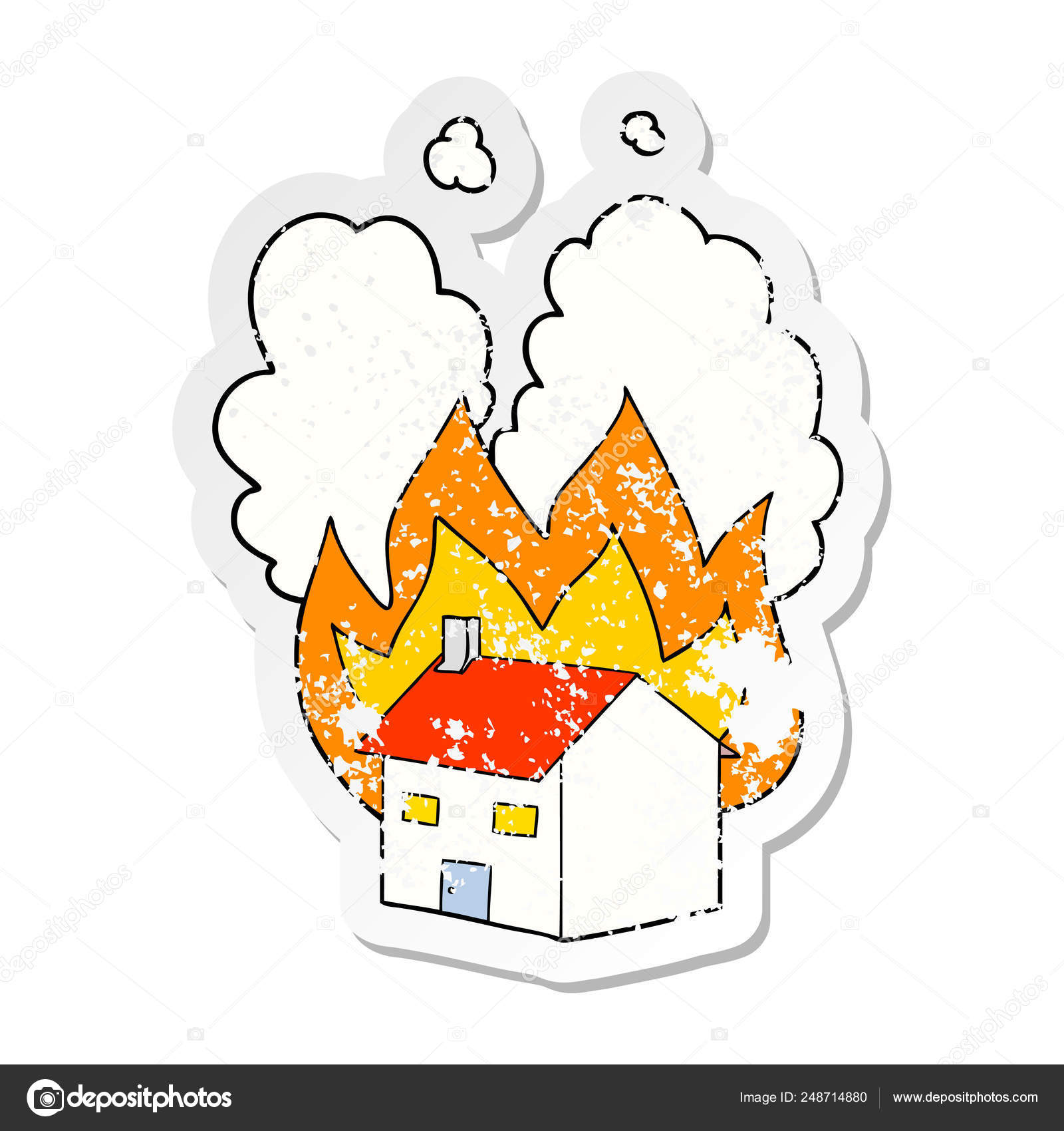 Стикер горящий дом