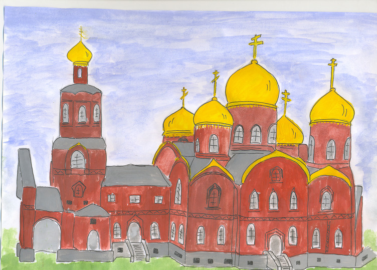 Рисунок города иваново. Преображенский храм Хабаровск рисунок.