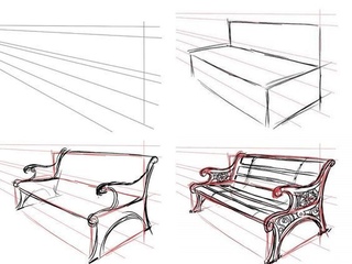 Как нарисовать скамейку карандашом легко и красиво