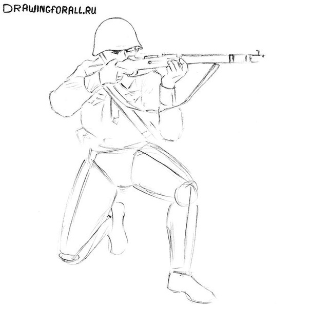Рисунок солдата для детей 8 9 лет