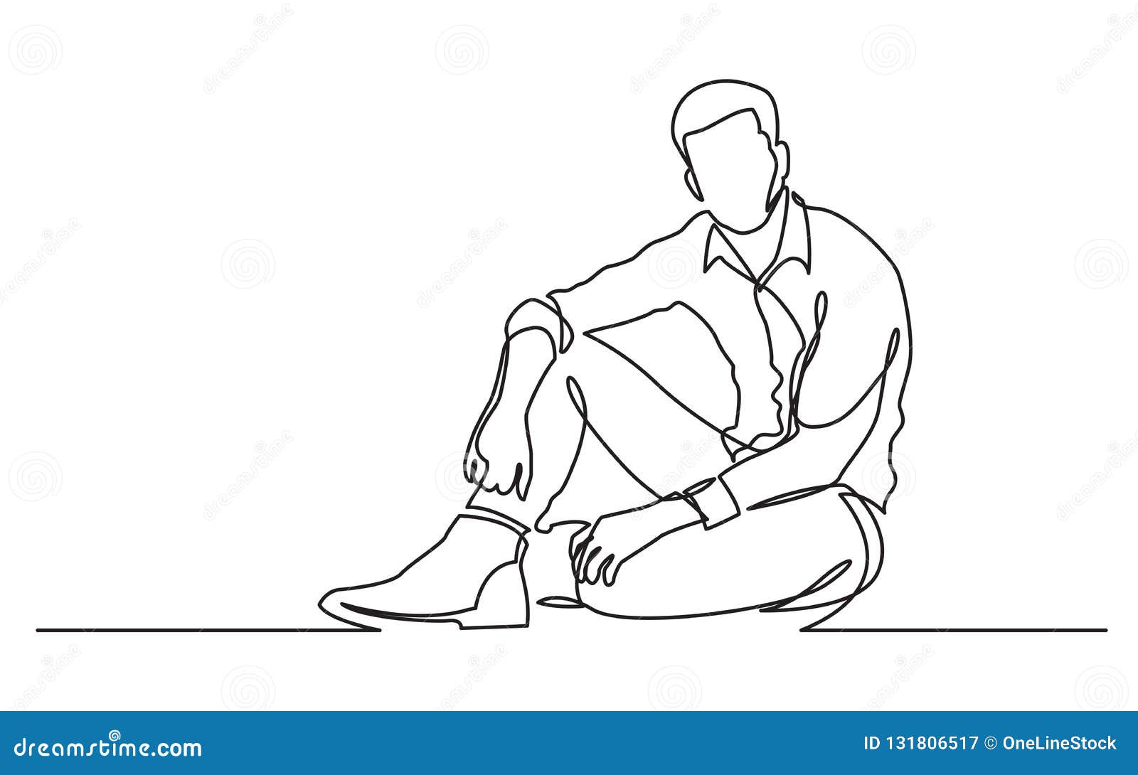 Графическое изображение сидящего человека на полу