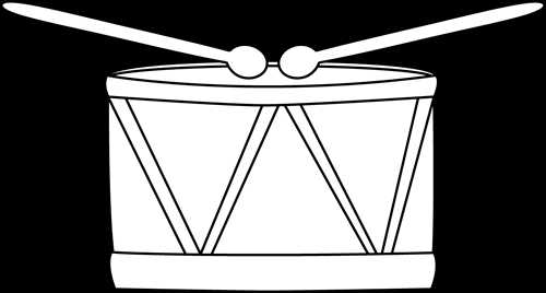 Барабан картинка для детей черно белая