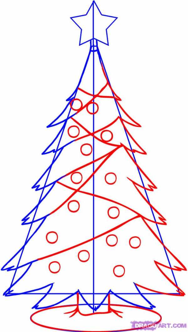Как нарисовать новогоднюю елку поэтапно