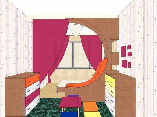 Эскиз детской комнаты с мебелью