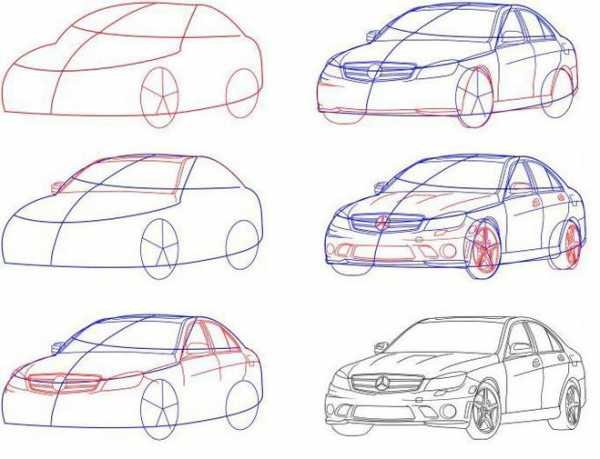 Как нарисовать машину мерседес поэтапно