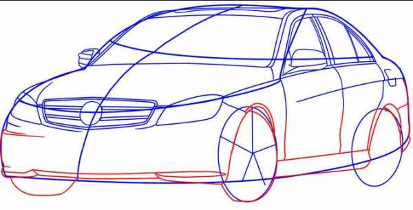 Как нарисовать машину мерседес поэтапно