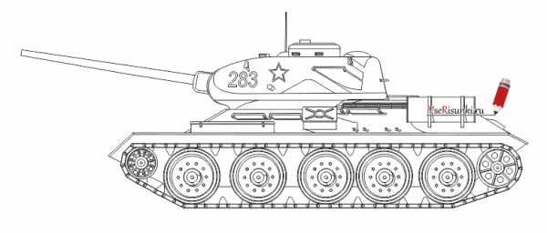 Т 34 рисунок карандашом поэтапно