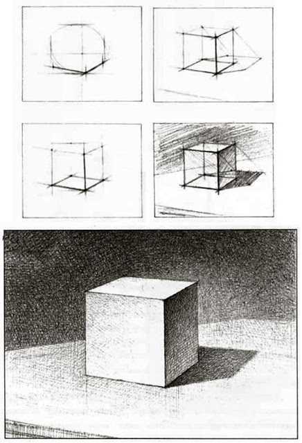 Рисуем куб карандашом поэтапно для начинающих