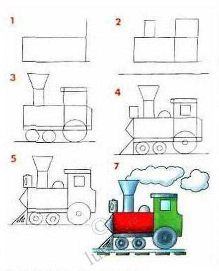 Как рисовать детские паровозы