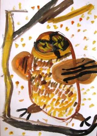Рисуем с детьми сову гуашью