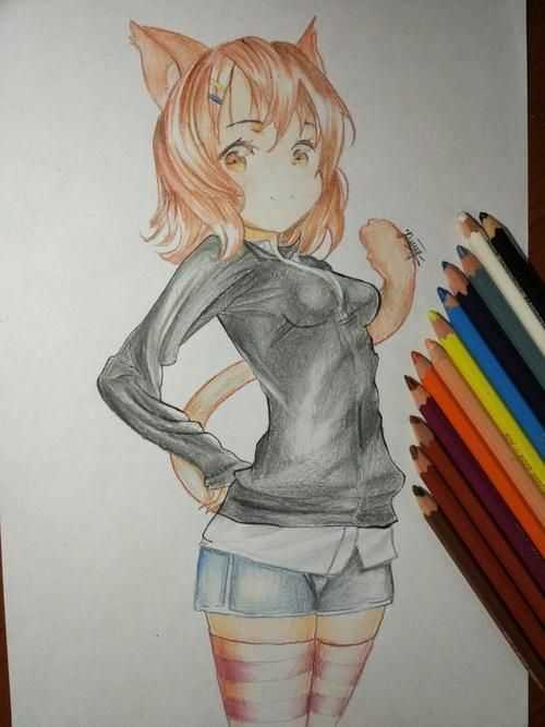 Рисунки карандашом девушки в полный рост аниме