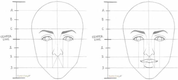 Как нарисовать лицо девушки боком