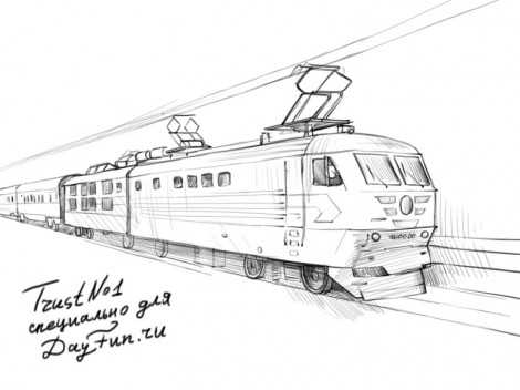 Нарисовать пассажирский поезд карандашом