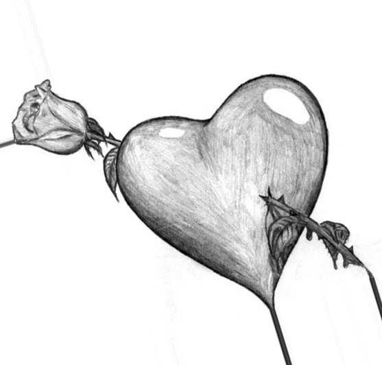 Объемное сердечко рисунок