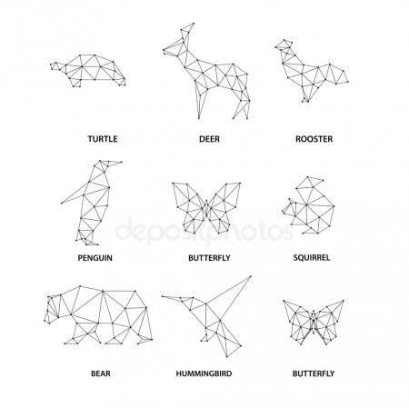 Картинки животных из треугольников